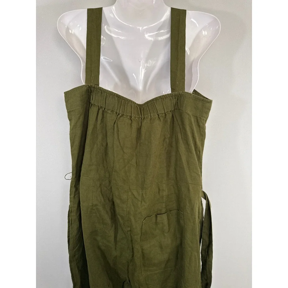 Quince Olive Green 100% Linen Wide Leg Jumpsuit Womens Small NWT Sustainable